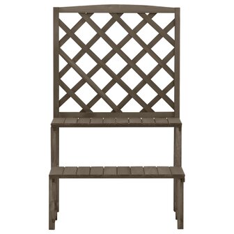 Plantenrek met latwerk 70x42x115 cm massief vurenhout grijs 2
