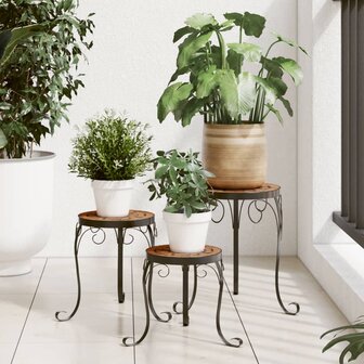 Plantenstandaards 3 st keramiek terracottakleurig 1