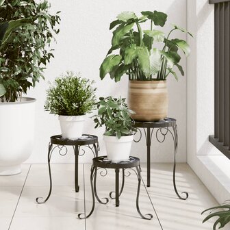 Plantenstandaards 3 st keramiek zwart en wit 1