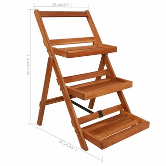Plantenstandaard 3-laags 50x63x80 cm massief acaciahout 6