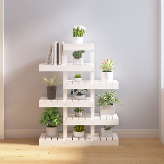 Plantenstandaard 85x25x109,5 cm massief grenenhout wit 1