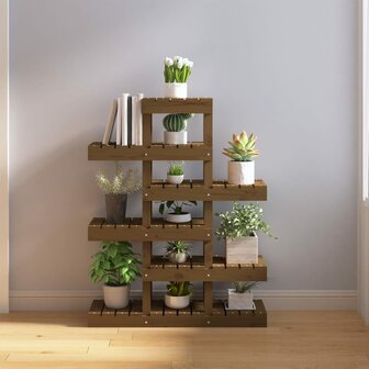 Plantenstandaard 85x25x109,5 cm massief grenenhout honingbruin 1