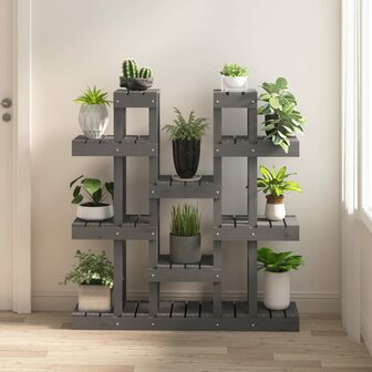 Plantenstandaard grijs 104,5x25x109,5 cm massief grenenhout 1