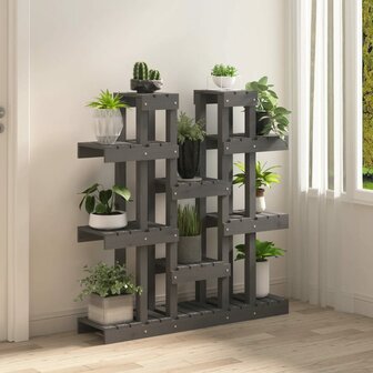Plantenstandaard grijs 104,5x25x109,5 cm massief grenenhout 3