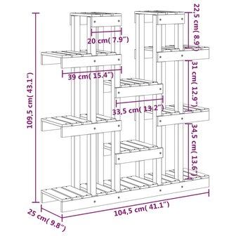 Plantenstandaard 104,5x25x109,5 cm grenenhout honingbruin 8