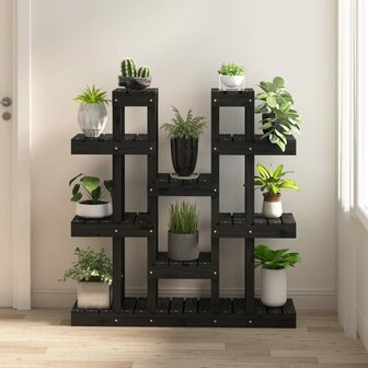 Plantenstandaard 104,5x25x109,5 cm massief grenenhout zwart 1