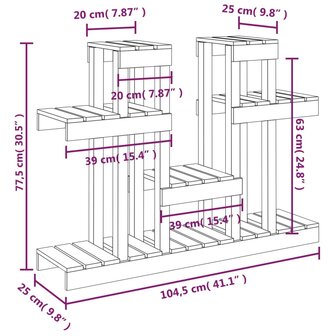 Plantenstandaard grijs 104,5x25x77,5 cm massief grenenhout 8