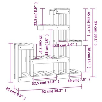 Plantenstandaard 92x25x97 cm massief grenenhout grijs 8