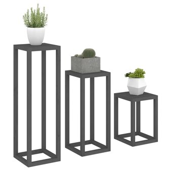 3-delige Plantenstandaardset massief grenenhout grijs 4