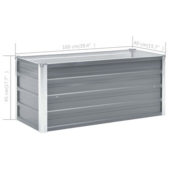 Plantenbak verhoogd 100x40x45 cm gegalvaniseerd staal grijs 7