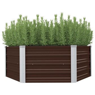 Plantenbak verhoogd 129x129x46 cm gegalvaniseerd staal bruin 1