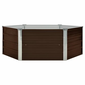 Plantenbak verhoogd 129x129x46 cm gegalvaniseerd staal bruin 2