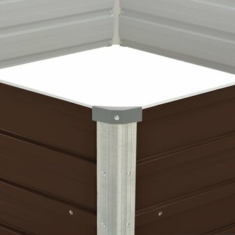 Plantenbak verhoogd 129x129x46 cm gegalvaniseerd staal bruin 4