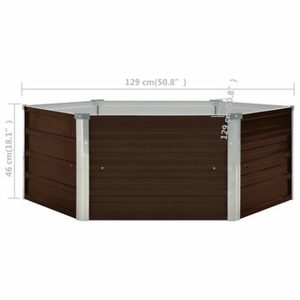 Plantenbak verhoogd 129x129x46 cm gegalvaniseerd staal bruin 6