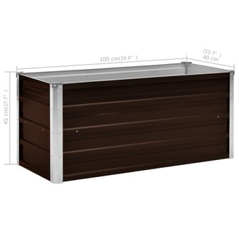 Plantenbak verhoogd 100x40x45 cm gegalvaniseerd staal bruin 7