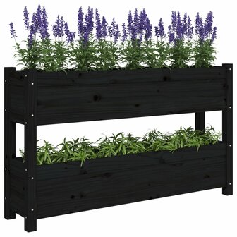 Plantenbak 112x25x66 cm massief grenenhout zwart 4