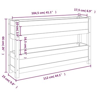 Plantenbak 112x25x66 cm massief grenenhout zwart 9
