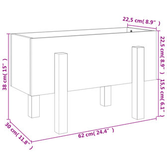 Plantenbak 62x30x38 cm massief grenenhout grijs 9