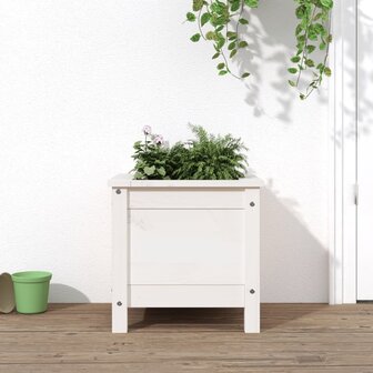 Plantenbak 40x40x39 cm massief grenenhout wit 1