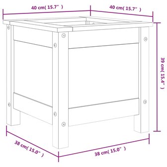 Plantenbak 40x40x39 cm massief grenenhout wit 9