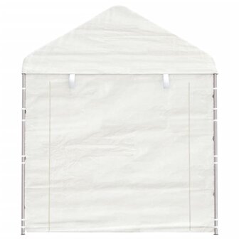 Prieel met dak 4,46x2,28x2,69 m polyetheen wit 4