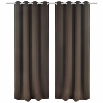 Gordijnen met metalen ringen verduisterend 135x175 bruin 2 st 1