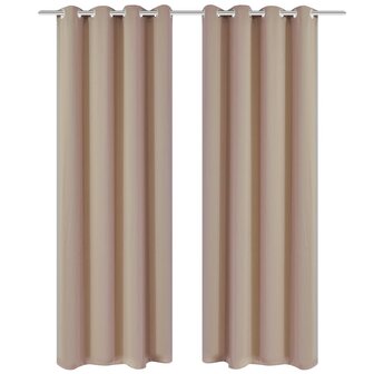 Gordijnen met metalen ringen verduisterend 135x175 cr&egrave;me 2 st 1