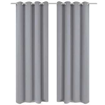 Gordijnen met metalen ringen verduisterend 135x175 grijs 2 st 1