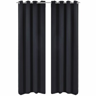 Gordijn met metalen ringen verduisterend 270x245 zwart 2
