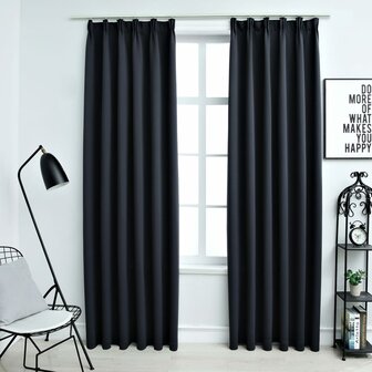 Gordijnen verduisterend met haken 2 st 140x225 cm antraciet 1