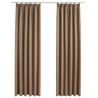 Gordijnen verduisterend met haken 2 st 140x175 cm taupe 2