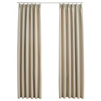 Gordijnen verduisterend met haken 2 st 140x245 cm beige 2