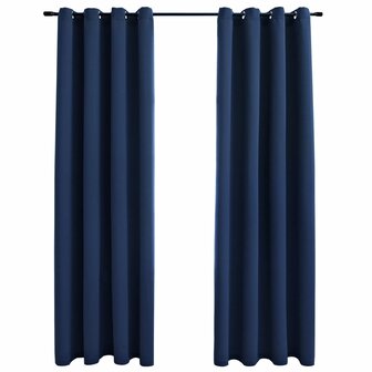 Gordijn verduisterend met metalen ringen 2 st 140x245 cm blauw 2