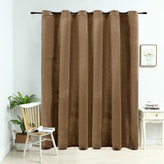 Gordijn verduisterend met ringen 290x245 cm fluweel beige 1
