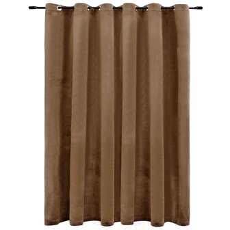Gordijn verduisterend met ringen 290x245 cm fluweel beige 2
