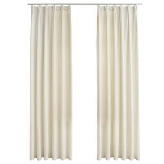 Gordijnen verduisterend 2 st met haken 140x245 cm fluweel cr&egrave;me 2