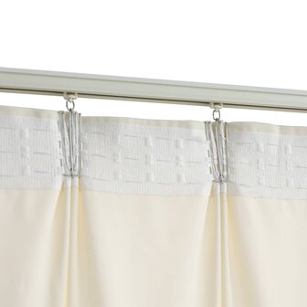 Gordijnen verduisterend 2 st met haken 140x245 cm fluweel cr&egrave;me 4