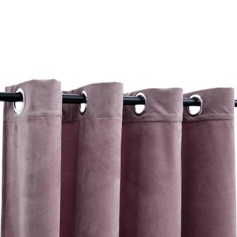 Gordijnen verduisterend met ringen 2 st 140x175 cm fluweel roze 3