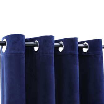 Gordijn verduisterend met ringen 2 st 140x175 cm fluweel blauw 3