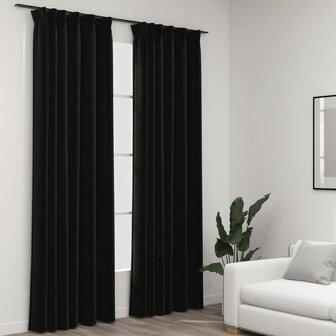 Gordijnen linnen verduisterend haken 2 st 140x245 cm antraciet 1