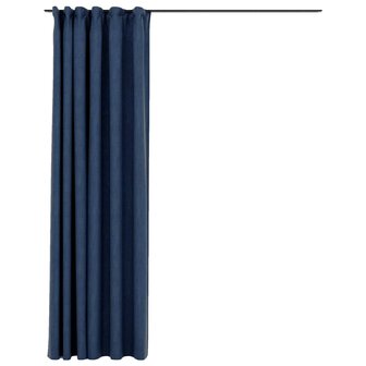 Gordijn linnen-look verduisterend met haken 290x245 cm blauw 2