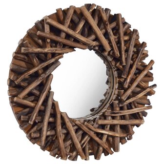 Wandspiegel rond 40 cm teakhout 2