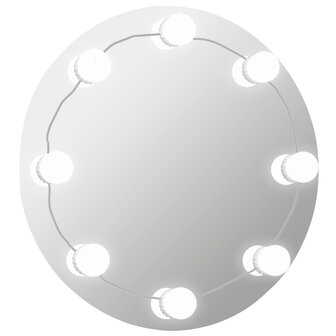 Wandspiegel met LED-lampen rond glas 2