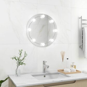 Wandspiegel met LED-lampen rond glas 3