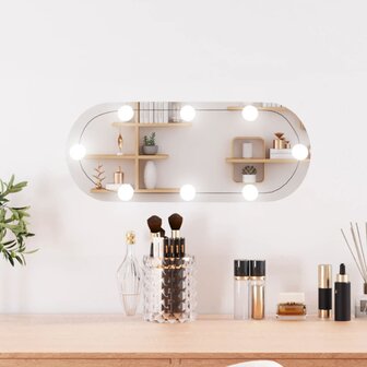 Wandspiegel met LED&amp;apos;s ovaal 20x50 cm glas 1