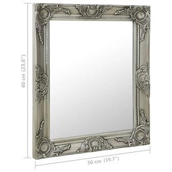 Wandspiegel barok stijl 50x60 cm zilverkleurig 6