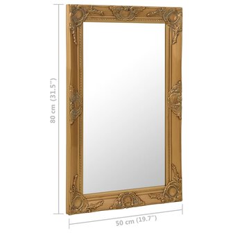 Wandspiegel barok stijl 50x80 cm goudkleurig 6