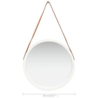 Wandspiegel met band 50 cm wit 6