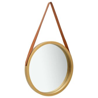 Wandspiegel met band 50 cm goudkleurig 1