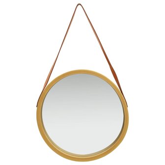 Wandspiegel met band 50 cm goudkleurig 2